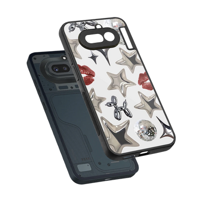 Disco Dreams sleek nothing phone 4a cover with tempered glass back and TPU edges