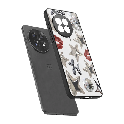 Disco Dreams sleek oneplus 13r cover with tempered glass back and TPU edges