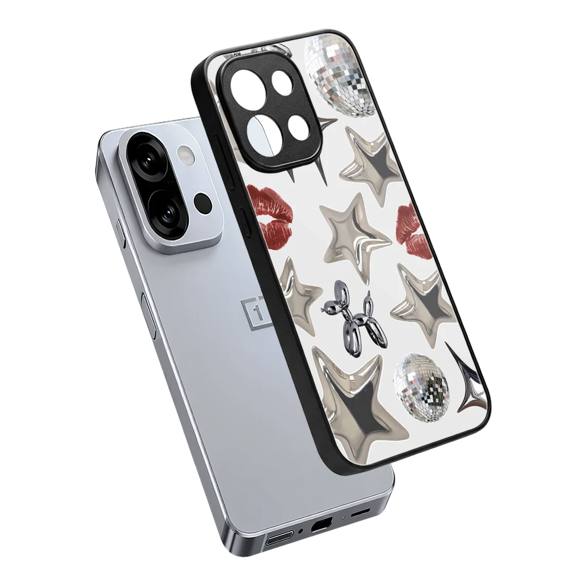Disco Dreams sleek oneplus 13s cover with tempered glass back and TPU edges