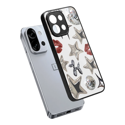 Disco Dreams sleek oneplus 13s cover with tempered glass back and TPU edges