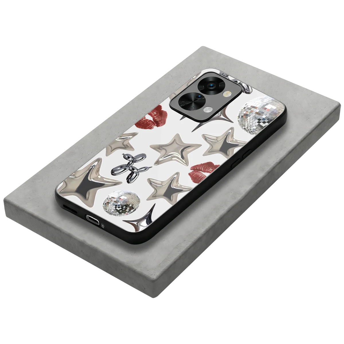 Disco Dreams stylish phone case for oneplus nord 2t | glossy glass and slim fit