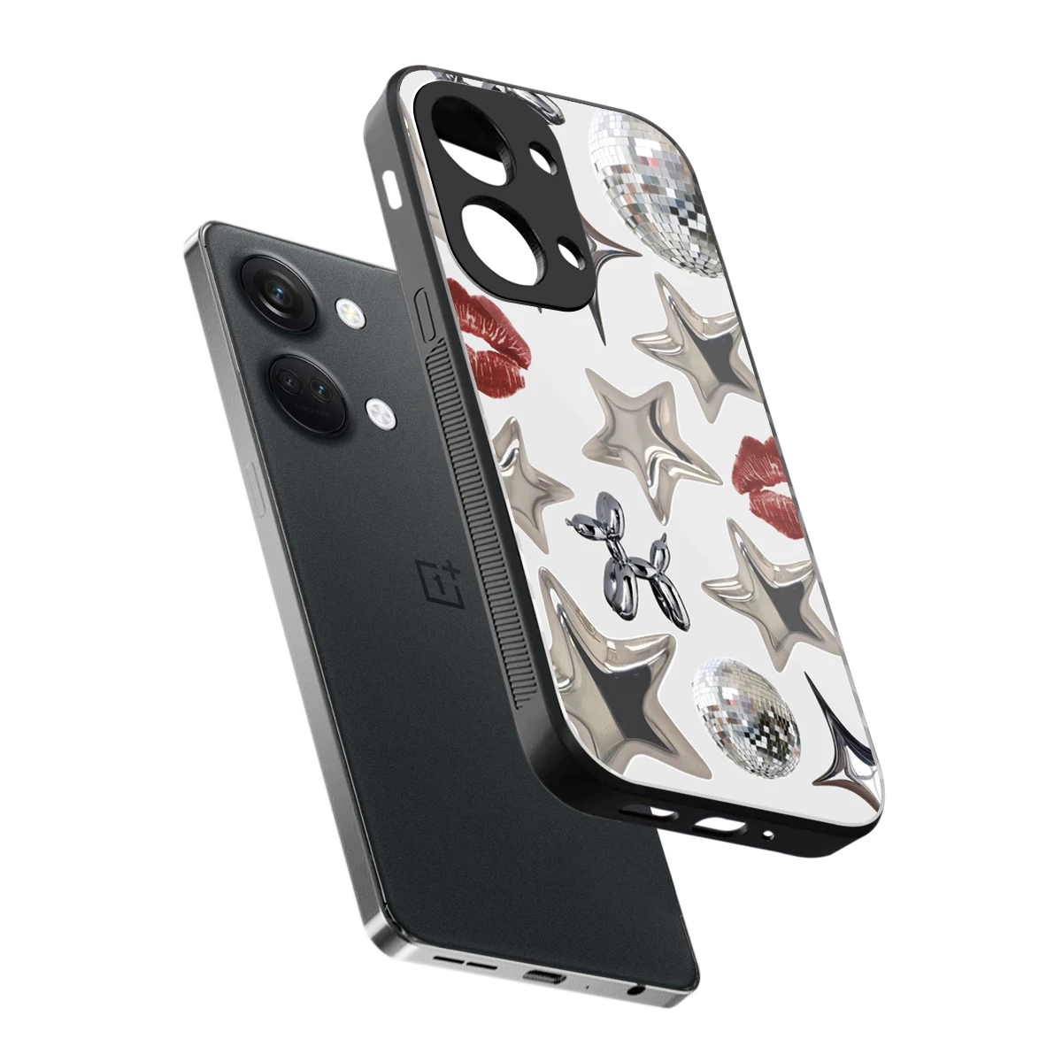 Disco Dreams sleek oneplus nord 3 cover with tempered glass back and TPU edges
