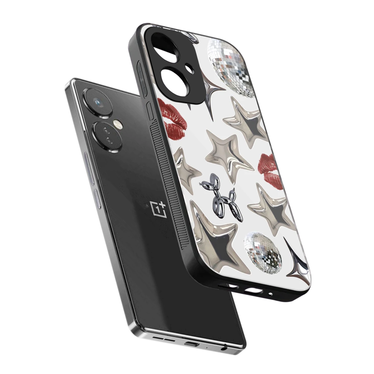 Disco Dreams sleek oneplus nord ce 3 cover with tempered glass back and TPU edges