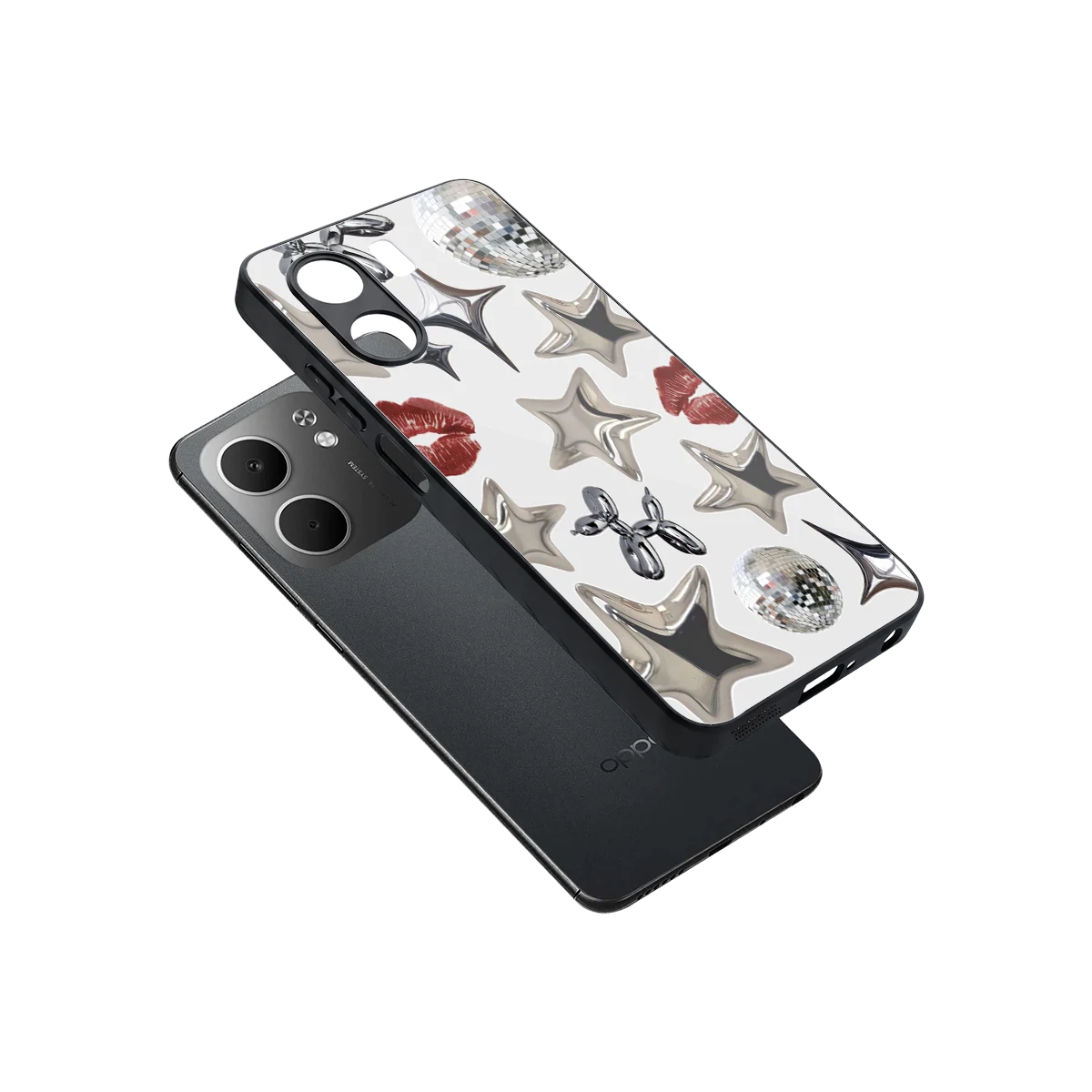 Disco Dreams sleek oppo a5x 5g cover with tempered glass back and TPU edges