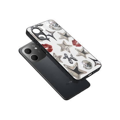 Disco Dreams sleek oppo a5x 5g cover with tempered glass back and TPU edges