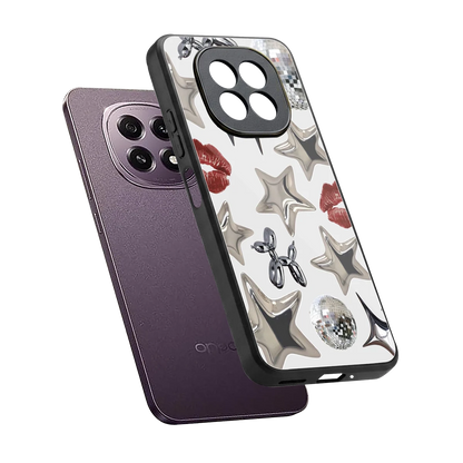 Disco Dreams sleek oppo f29 5g cover with tempered glass back and TPU edges