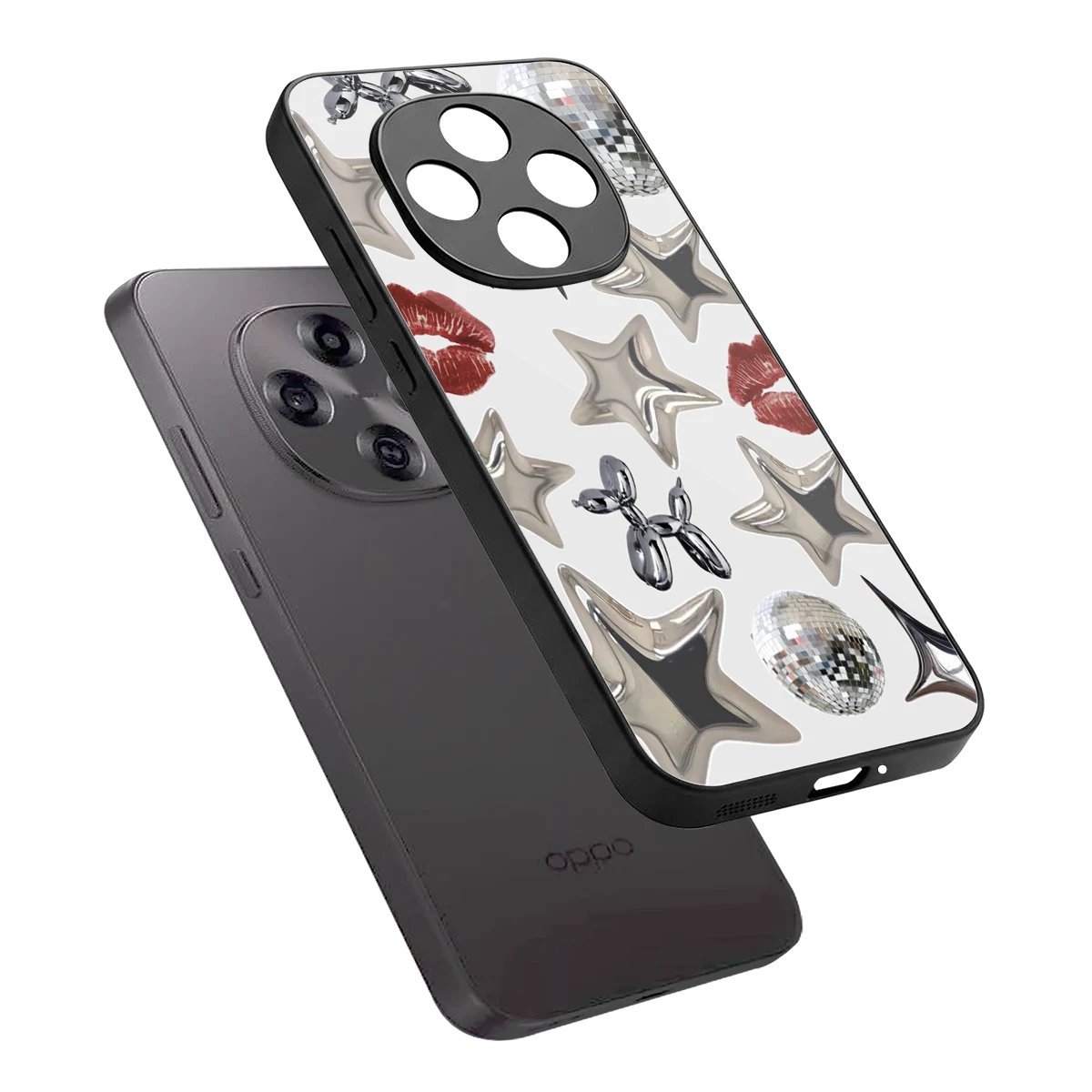 Disco Dreams sleek oppo f31 pro 5g cover with tempered glass back and TPU edges