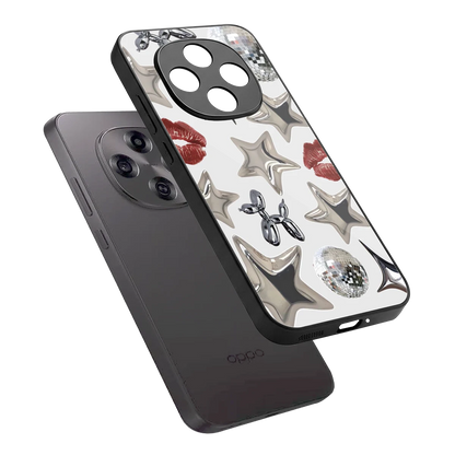 Disco Dreams sleek oppo f31 pro 5g cover with tempered glass back and TPU edges