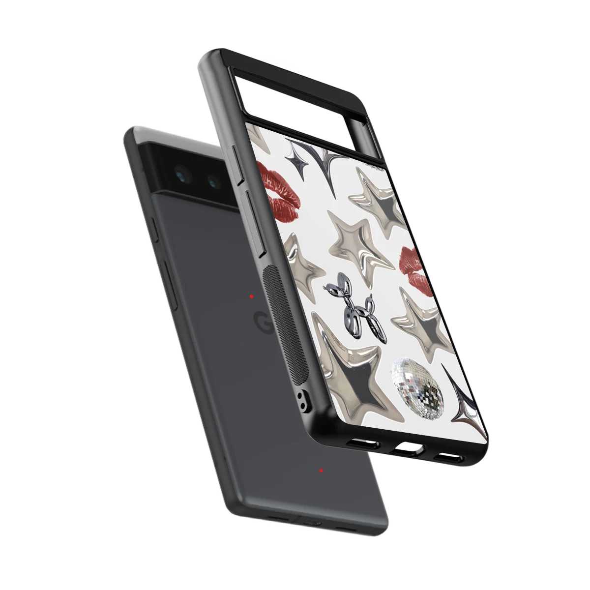 Disco Dreams sleek google pixel 6a cover with tempered glass back and TPU edges