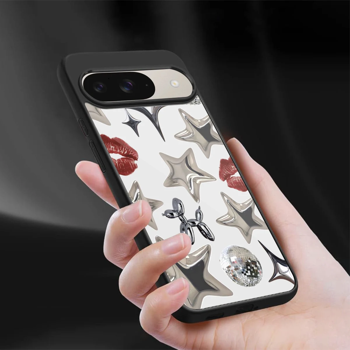 Disco Dreams sleek google pixel 9 cover with tempered glass back and TPU edges