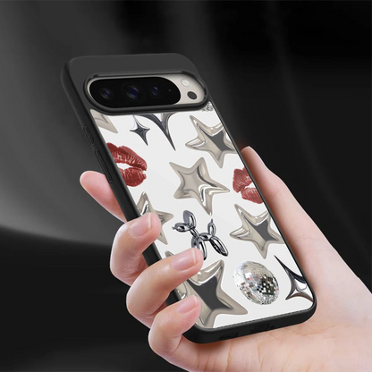 Disco Dreams sleek google pixel 9 pro xl cover with tempered glass back and TPU edges