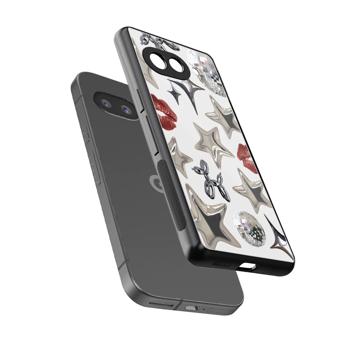 Disco Dreams sleek google pixel 10a cover with tempered glass back and TPU edges