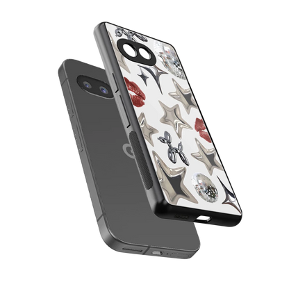 Disco Dreams sleek google pixel 10a cover with tempered glass back and TPU edges