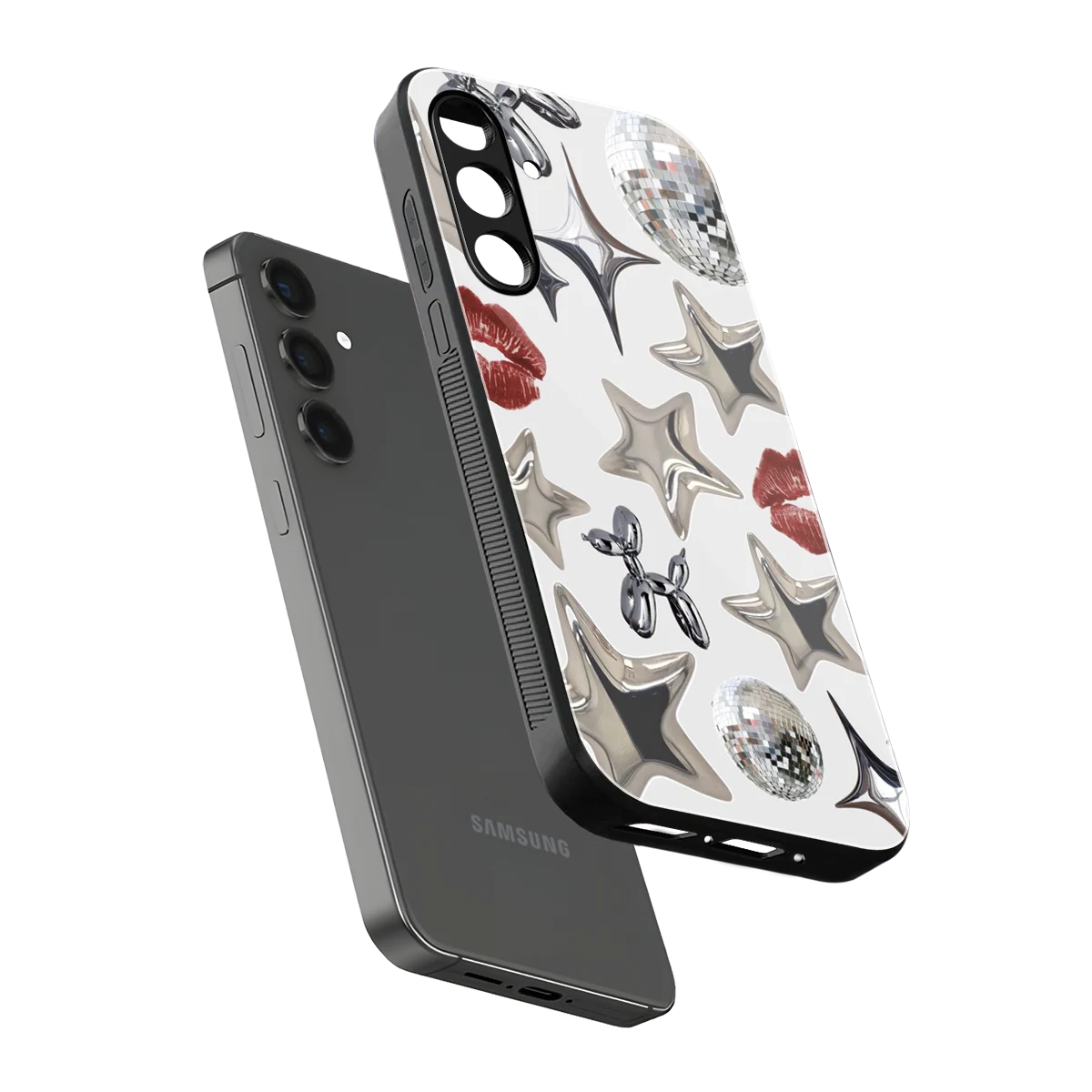 Disco Dreams sleek samsung galaxy m35 5g cover with tempered glass back and TPU edges