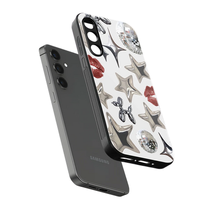 Disco Dreams sleek samsung galaxy a15 5g cover with tempered glass back and TPU edges