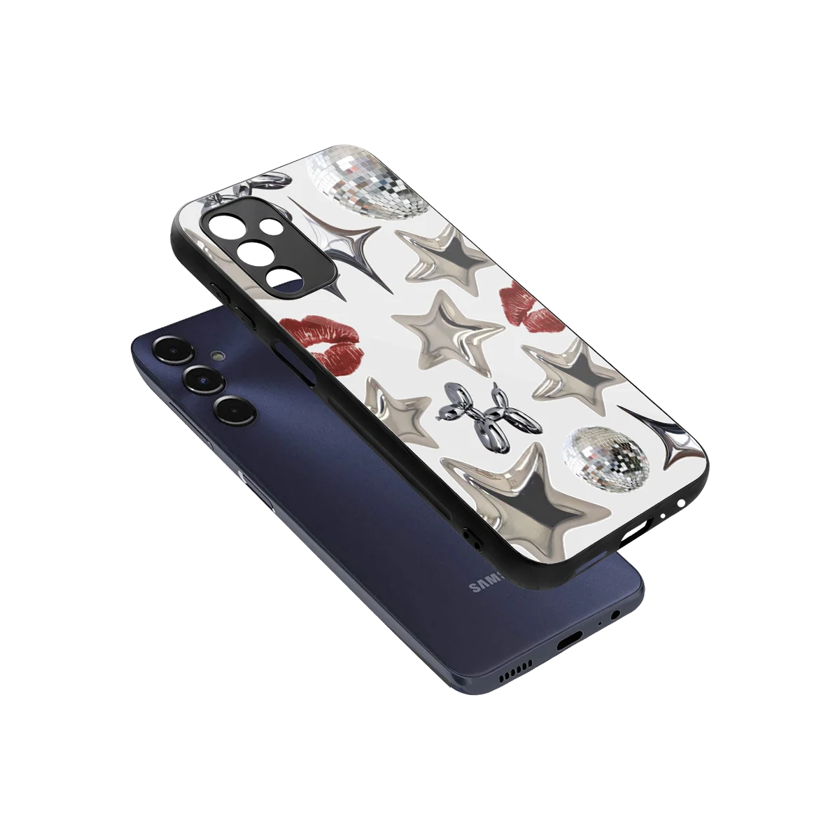 Disco Dreams sleek samsung galaxy m14 5g cover with tempered glass back and TPU edges