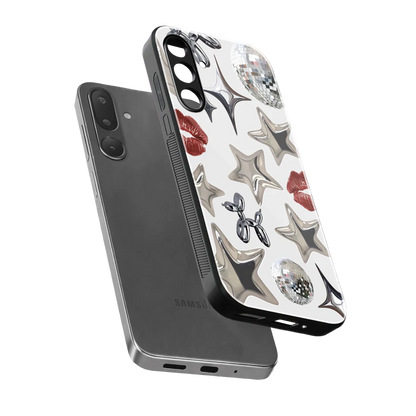 Disco Dreams sleek samsung galaxy m16 5g cover with tempered glass back and TPU edges