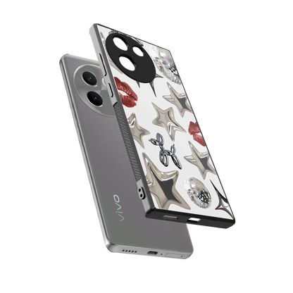 Disco Dreams sleek vivo v30e cover with tempered glass back and TPU edges