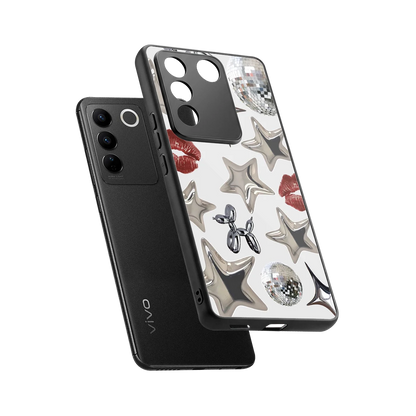 Disco Dreams sleek vivo v27 5g cover with tempered glass back and TPU edges
