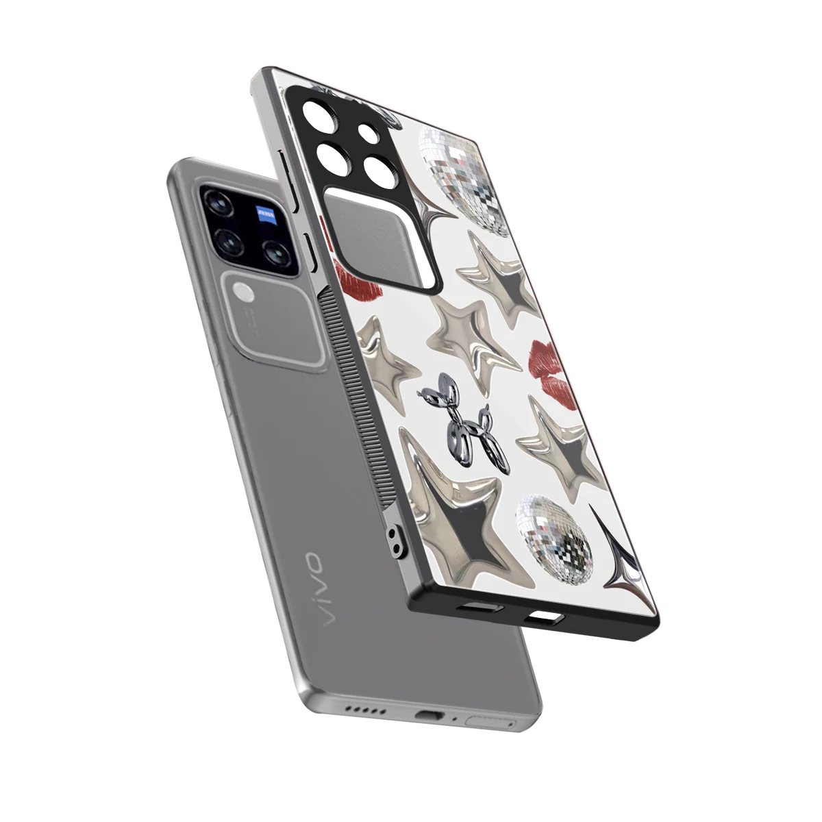 Disco Dreams sleekvivo v30 pro cover with tempered glass back and TPU edges
