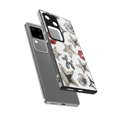 Disco Dreams sleek vivo v30 cover with tempered glass back and TPU edges