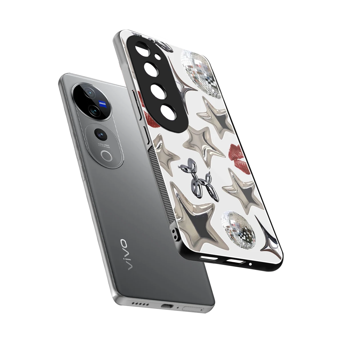 Disco Dreams sleek vivo v40 pro cover with tempered glass back and TPU edges