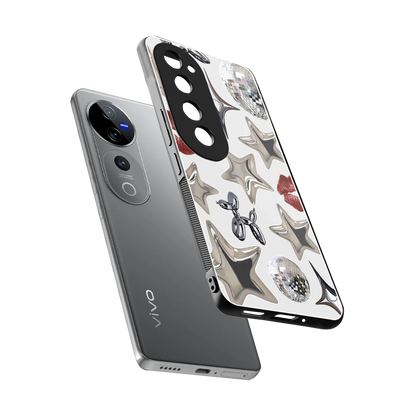 Disco Dreams sleek vivo v40 pro cover with tempered glass back and TPU edges
