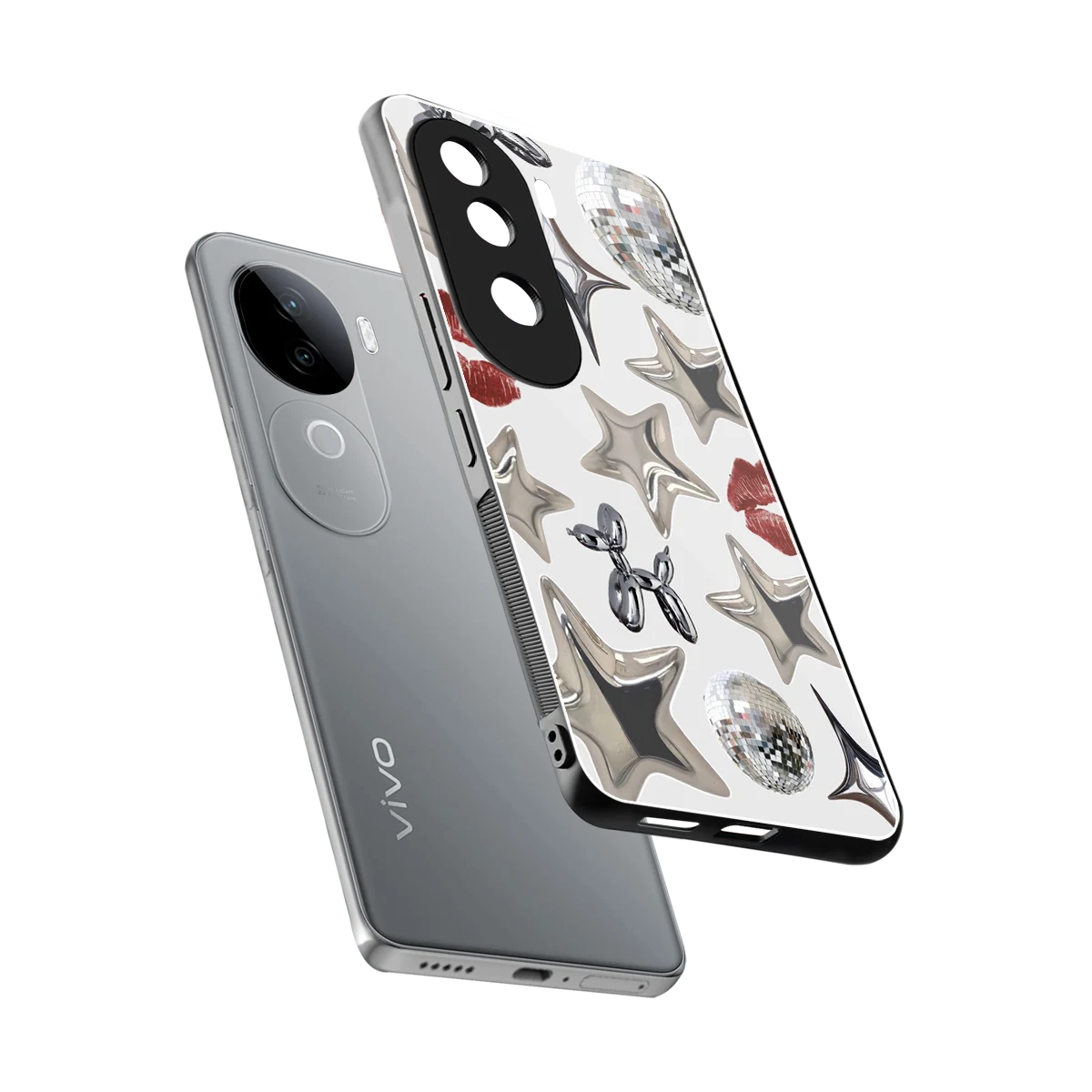 Disco Dreams sleek vivo v40e cover with tempered glass back and TPU edges