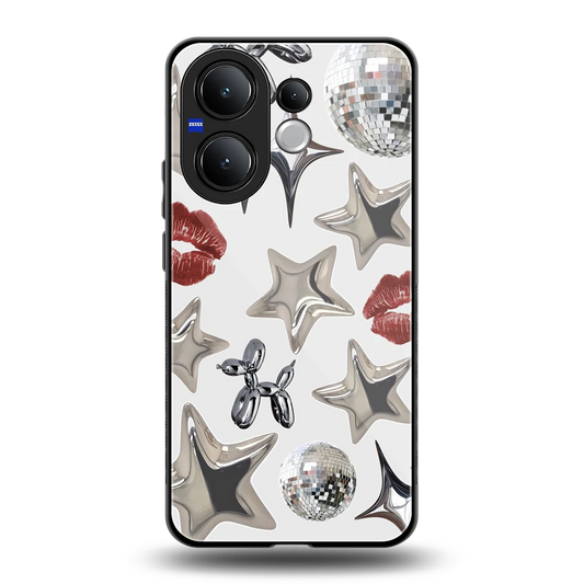 Disco Dreams back phone cover | glass case for vivo v60