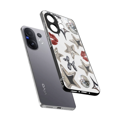 Disco Dreams sleek vivo v60 cover with tempered glass back and TPU edges