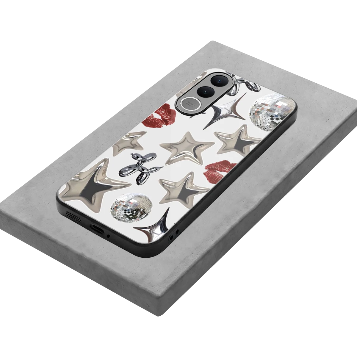 Disco Dreams stylish phone case for vivo v70 fe | glossy glass and slim fit