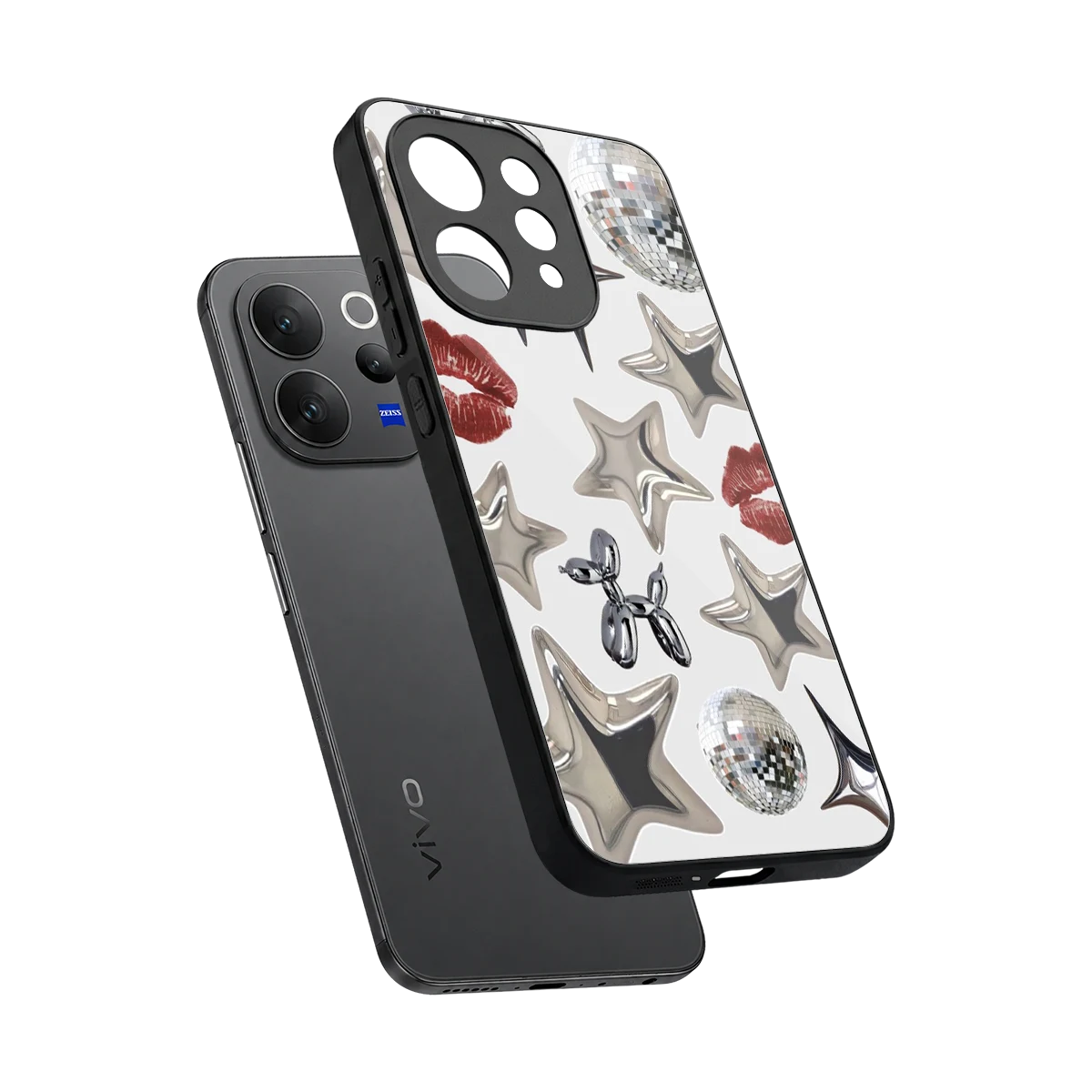 Disco Dreams sleek vivo v70 cover with tempered glass back and TPU edges