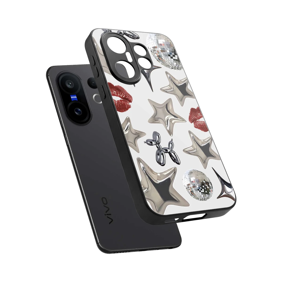 Disco Dreams sleek vivo x200 fe cover with tempered glass back and TPU edges