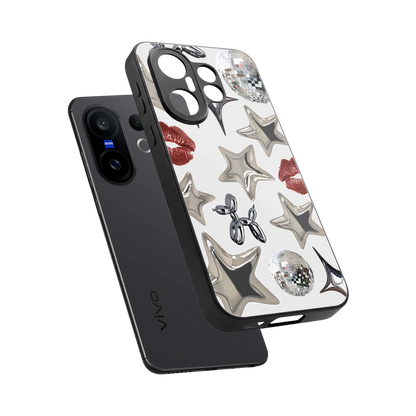 Disco Dreams sleek vivo x200 fe cover with tempered glass back and TPU edges