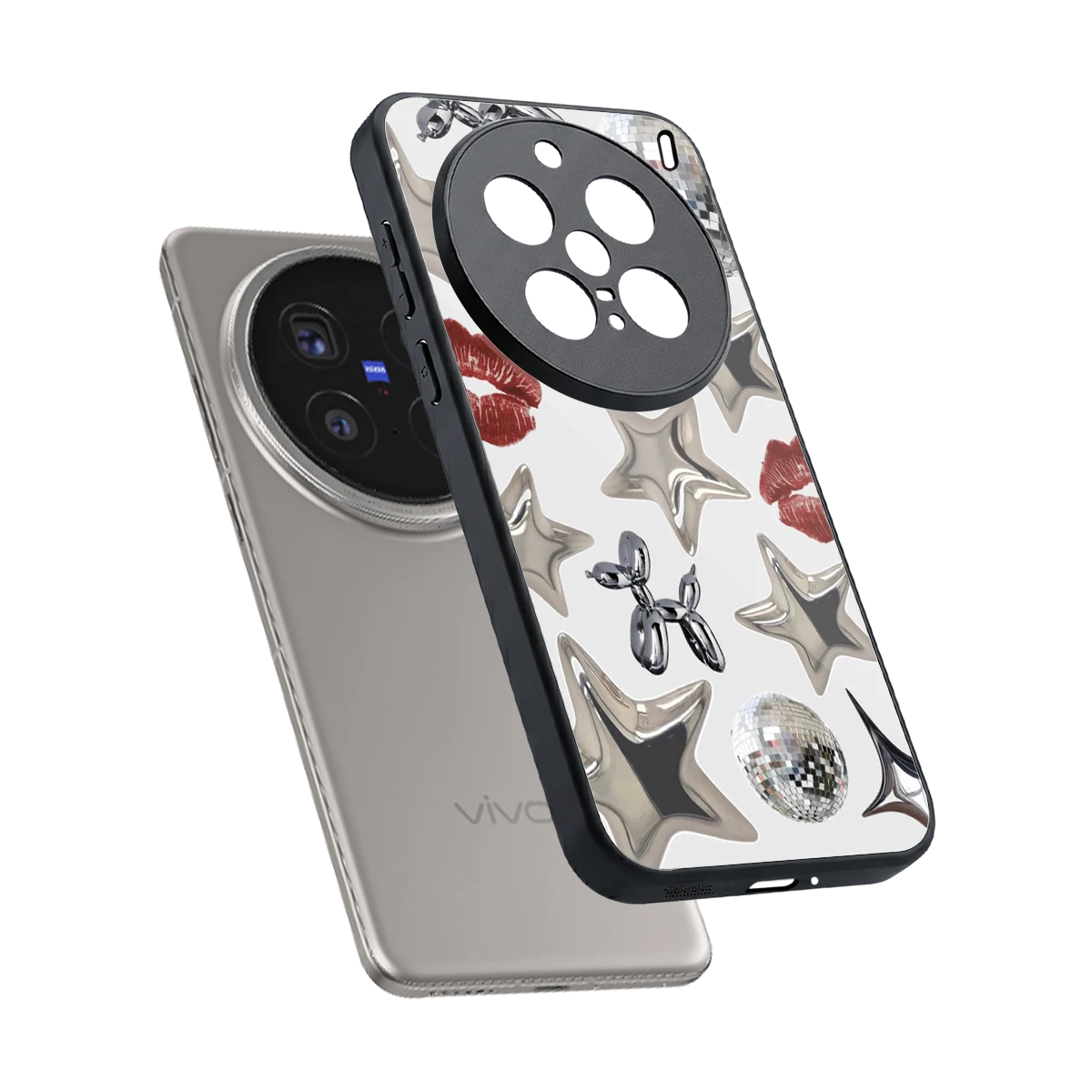 Disco Dreams sleek vivo x200 pro cover with tempered glass back and TPU edges