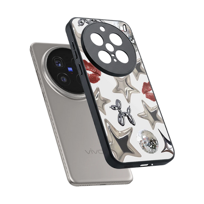 Disco Dreams sleek vivo x200 pro cover with tempered glass back and TPU edges