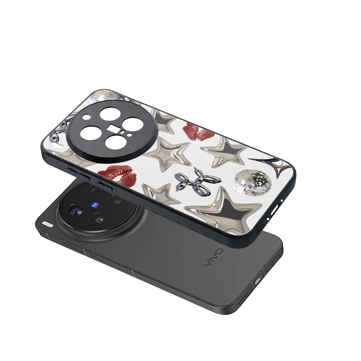 Disco Dreams sleek vivo x300 pro cover with tempered glass back and TPU edges