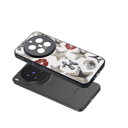Disco Dreams sleek vivo x300 pro cover with tempered glass back and TPU edges