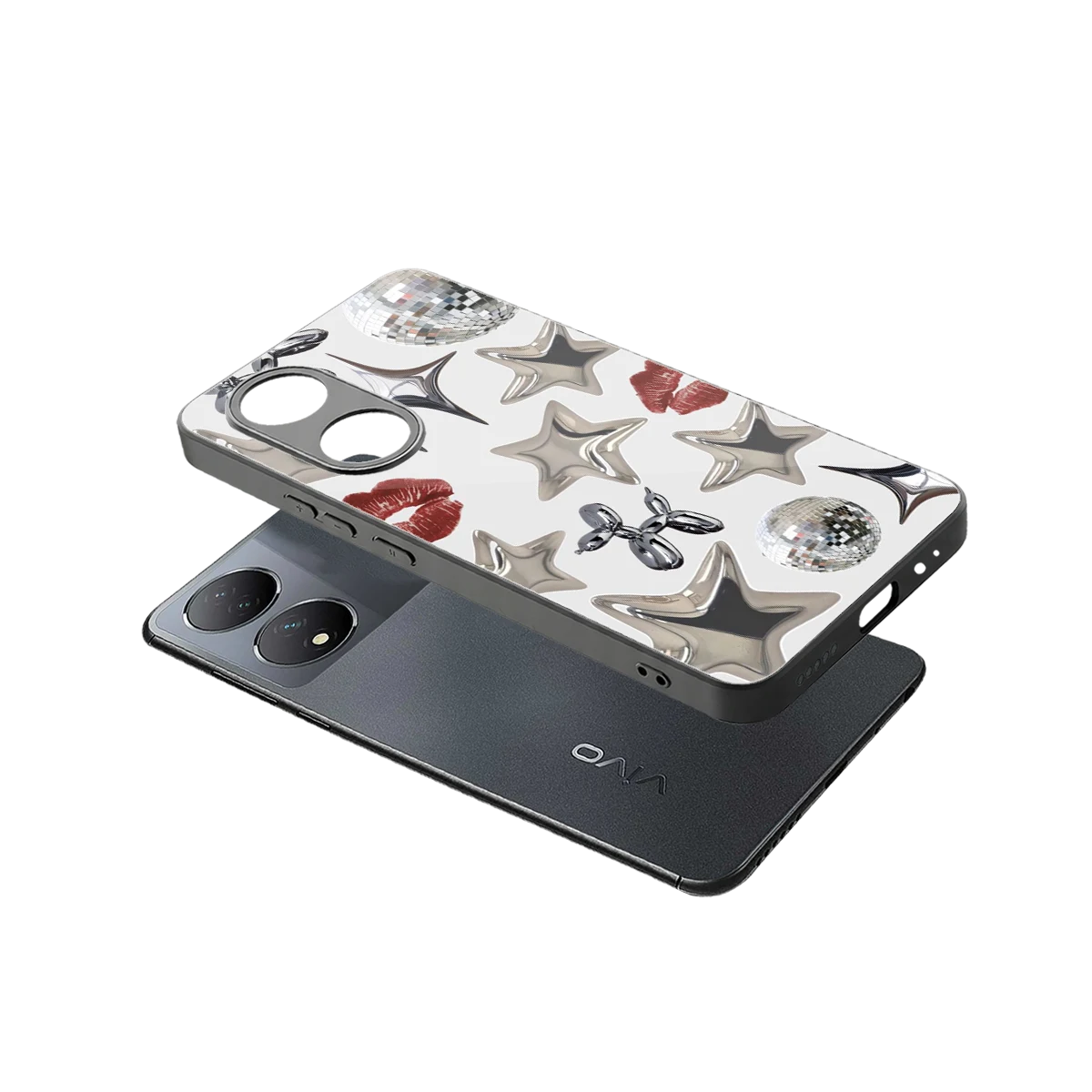 Disco Dreams sleek Vivo-y100 cover with tempered glass back and TPU edges