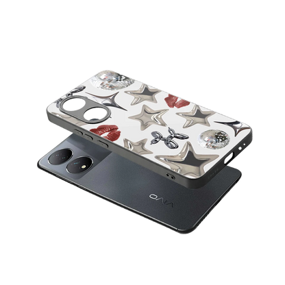 Disco Dreams sleek Vivo-y100 cover with tempered glass back and TPU edges