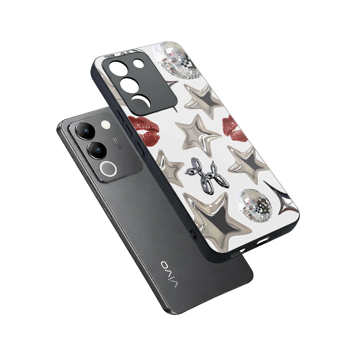 Disco Dreams sleek vivo y200 5g cover with tempered glass back and TPU edges