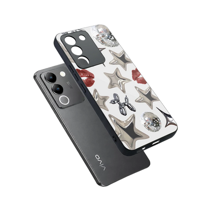 Disco Dreams sleek vivo y200 5g cover with tempered glass back and TPU edges