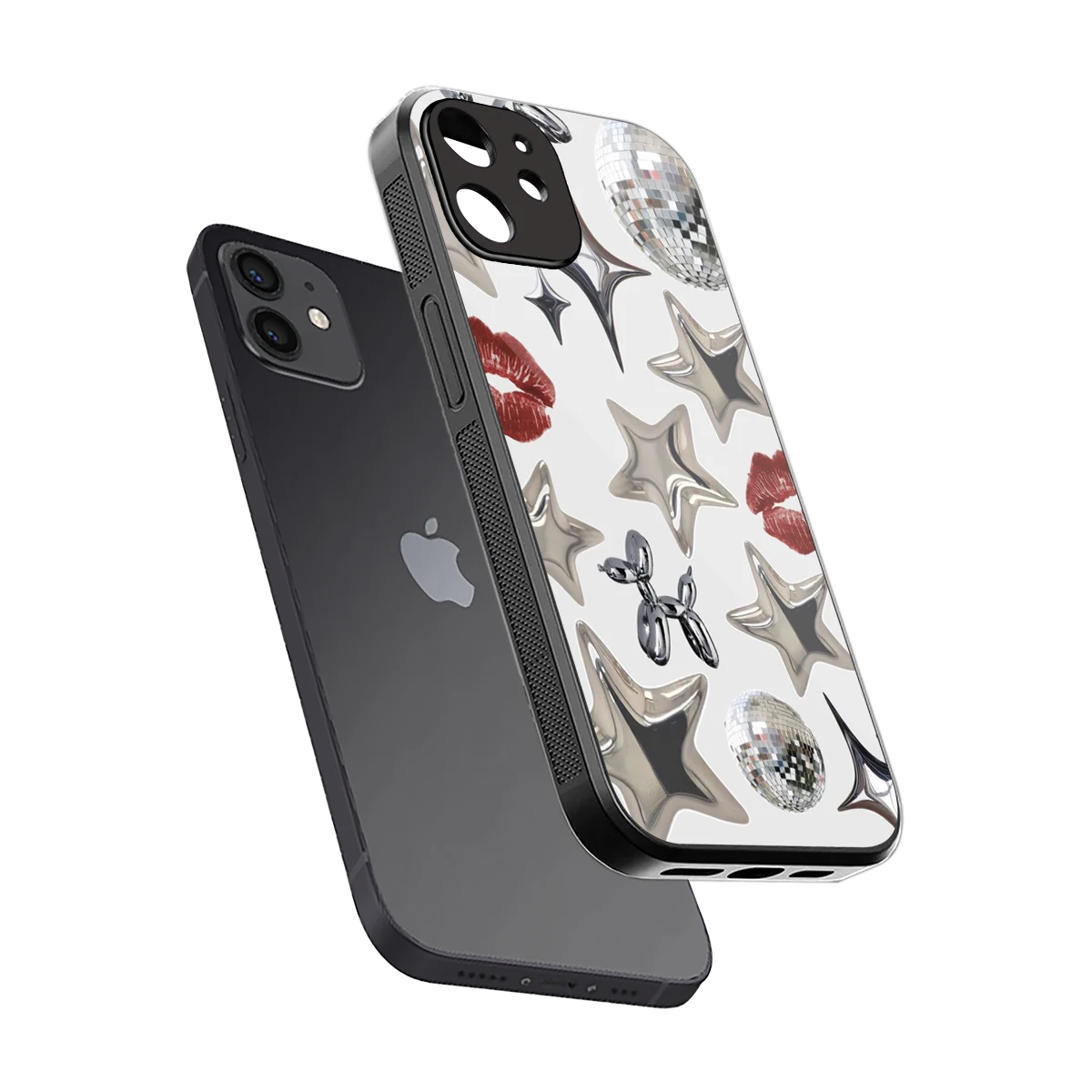 Disco Dreams sleek iphone 12 cover with tempered glass back and TPU edges