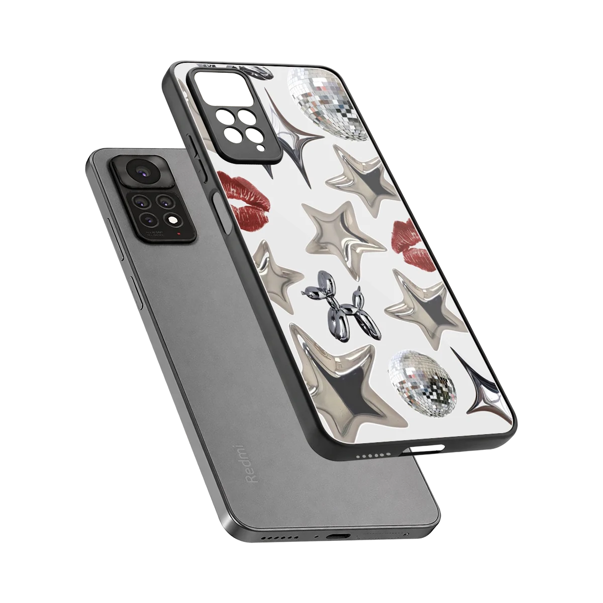 Disco Dreams sleek redmi note 11 pro cover with tempered glass back and TPU edges