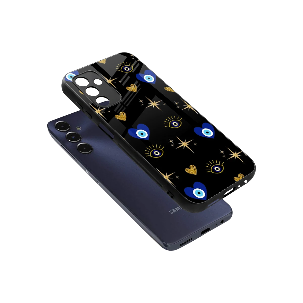 Divine Protection sleek samsung galaxy m14 5g cover with tempered glass back and TPU edges