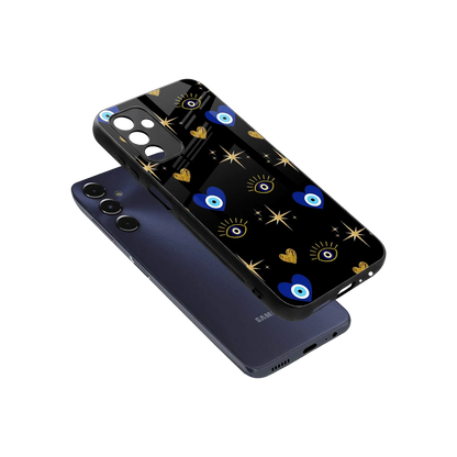 Divine Protection sleek samsung galaxy m14 5g cover with tempered glass back and TPU edges