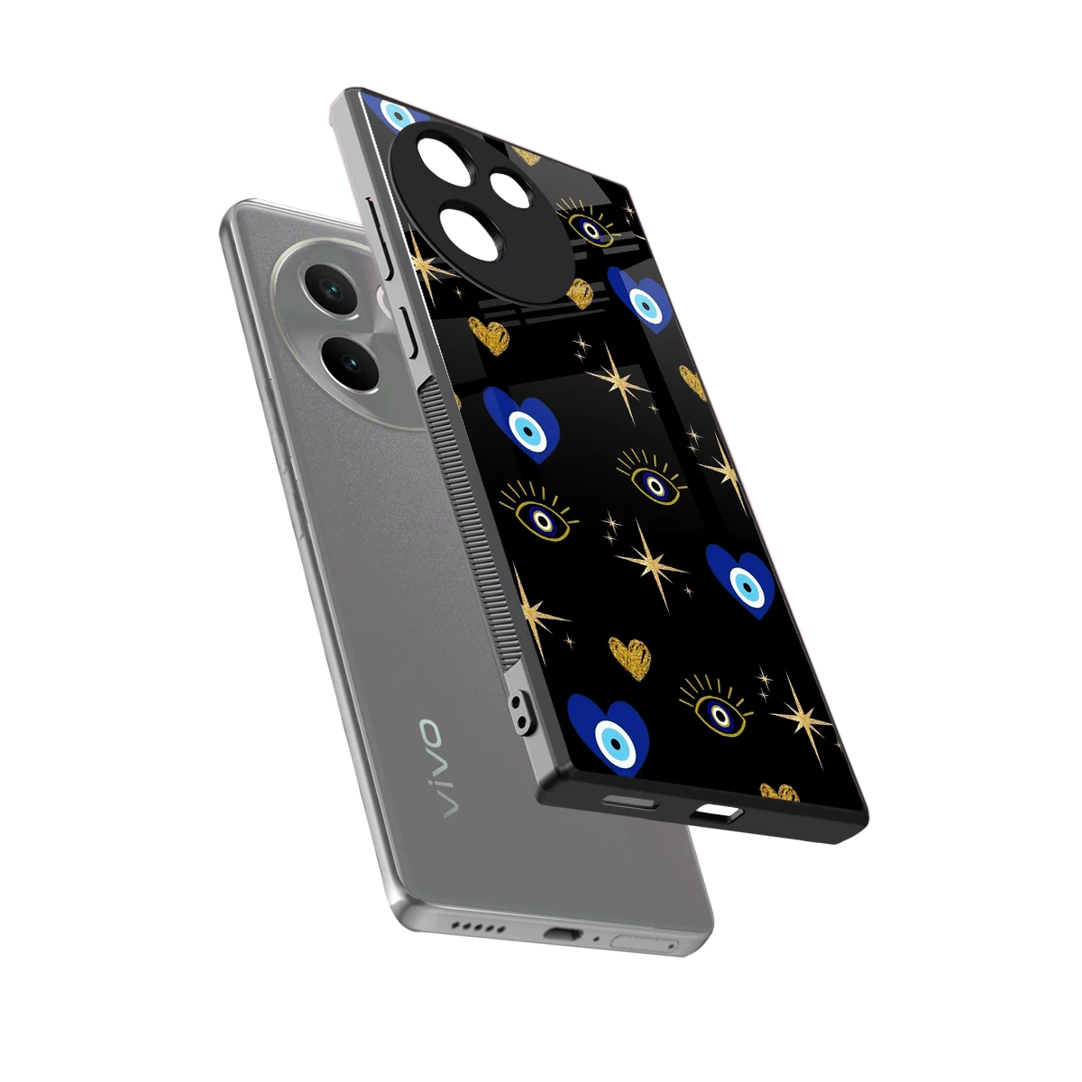 Divine Protection sleek vivo v30e cover with tempered glass back and TPU edges