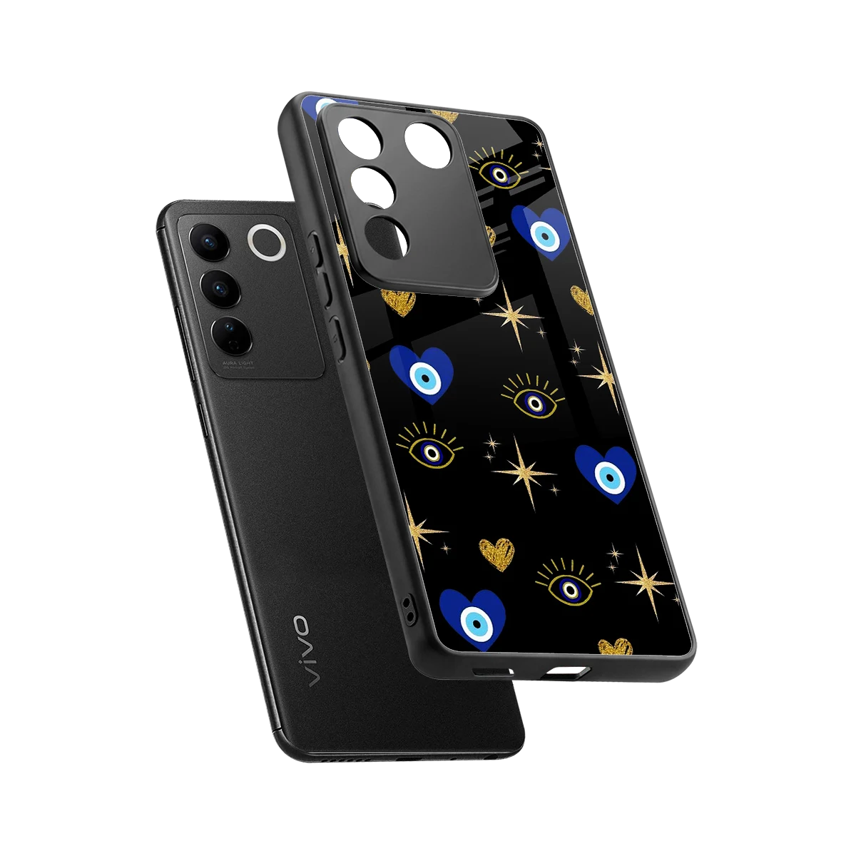 Divine Protection sleek vivo v27 5g cover with tempered glass back and TPU edges