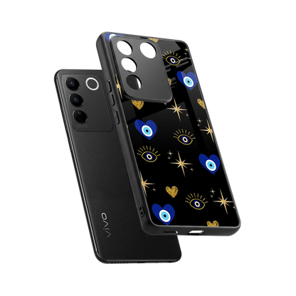 Divine Protection sleek vivo v27 5g cover with tempered glass back and TPU edges