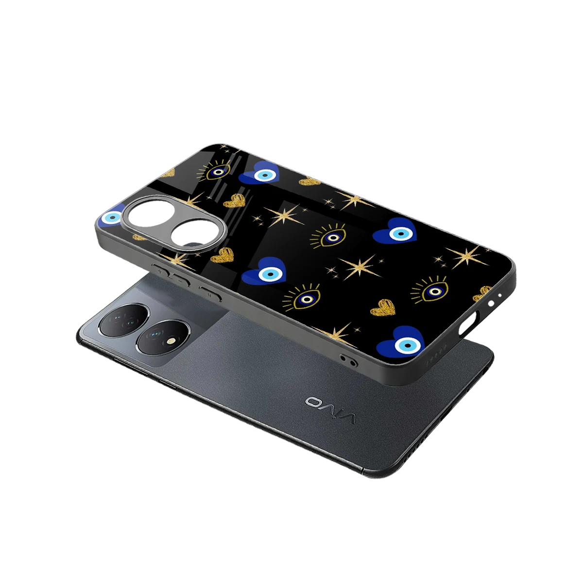 Divine Protection sleek Vivo-y100 cover with tempered glass back and TPU edges